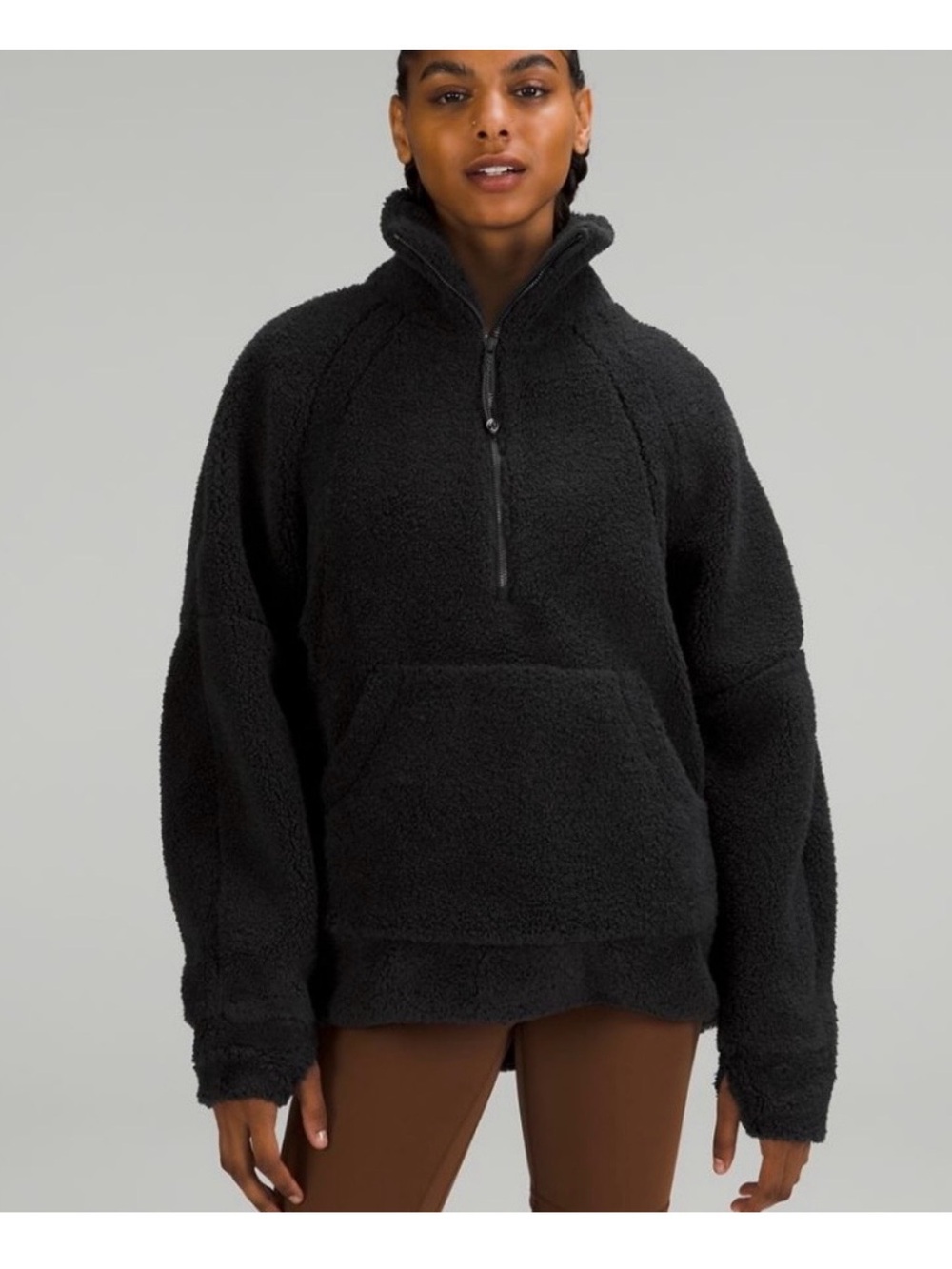 lululemon athletica Black Scuba Sherpa Half-Zip Pullover